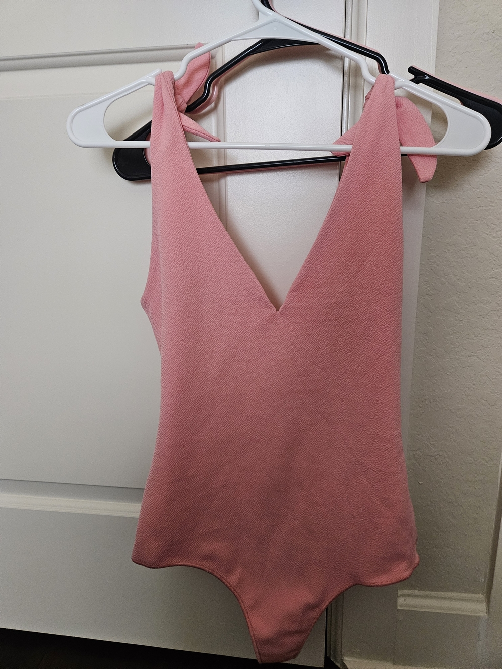 Show Me Your MuMu Pink Tie-Shoulder V-Neck Bodysuit